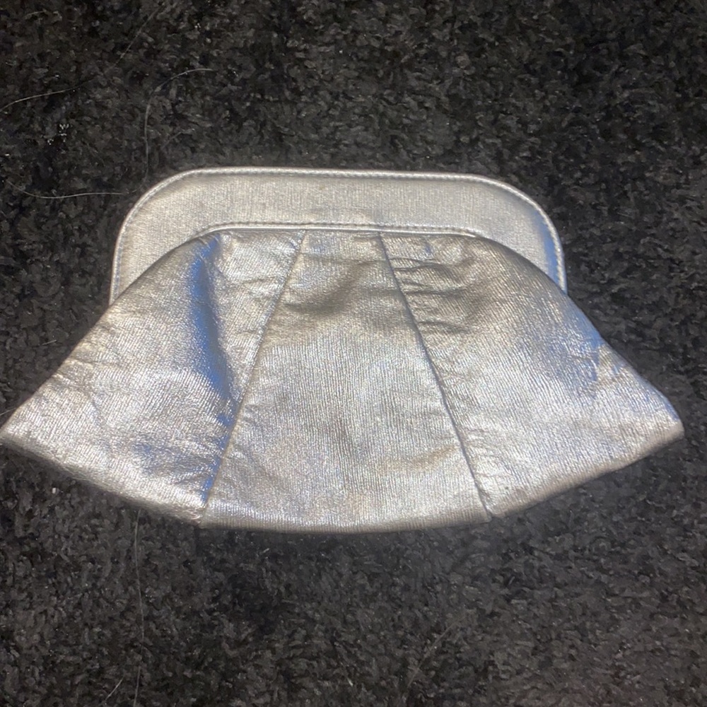 Lauren Mirkin silver leather envelope clutch